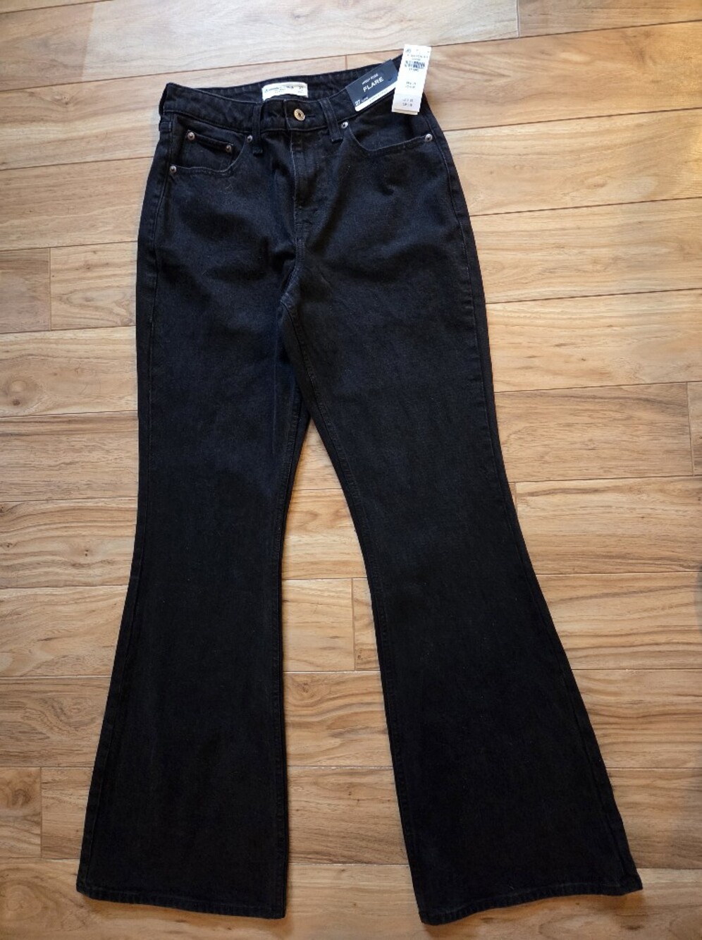 NWT Abercrombie & Fitch High Rise Flare Curve Love Jeans Black Size 27 Long